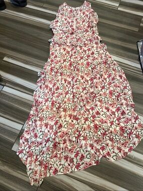 Sundance Asymmetrical Pink Floral Maxi Dress